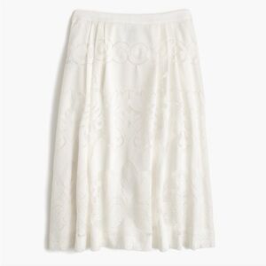 J CREW Midi Skirt in Ornate Lace Size 12 White Women's Textured Midi Skirt